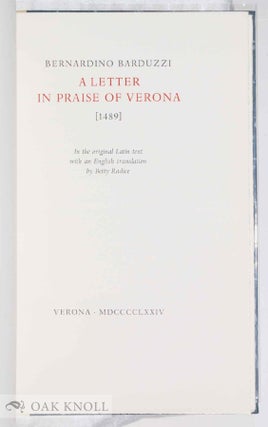 A LETTER IN PRAISE OF VERONA (1489).