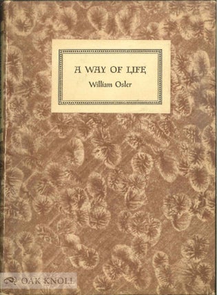 Order Nr. 24636 A WAY OF LIFE. William Osler