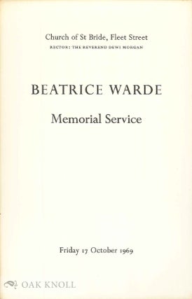Order Nr. 24806 BEATRICE WARDE, MEMORIAL SERVICE