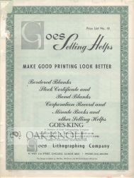 Order Nr. 24813 GOES SELLING HELPS MAKE GOOD PRINTING LOOK BETTER. PRICE LIST NO.18
