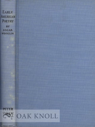 Order Nr. 25521 EARLY AMERICAN POETRY, A COMPILATION OF THE TITLES OF VOLUMES OF VERSE AND...