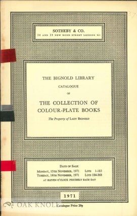 Order Nr. 25629 THE BIGNOLD LIBRARY, CATALOGUE OF THE COLLECTION OF COLOUR-PLATE BOOKS