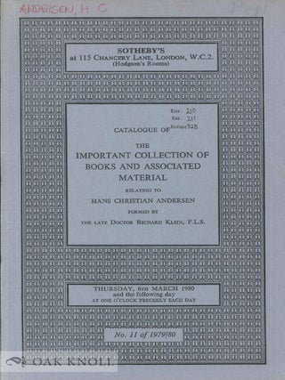 Order Nr. 25632 CATALOGUE OF THE IMPORTANT COLLECTION OF BOOKS AND ASSOCIATED MATERIAL RELATING...