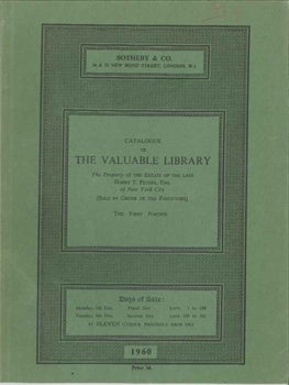 Order Nr. 25664 CATALOGUE OF THE VALUABLE LIBRARY, THE PROPERTY OF THE ESTATE OF THE L ATE HARRY...