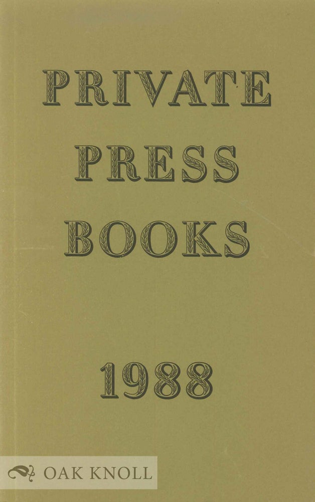 Order Nr. 25733 PRIVATE PRESS BOOKS. Roderick Cave, Thomas Rae.