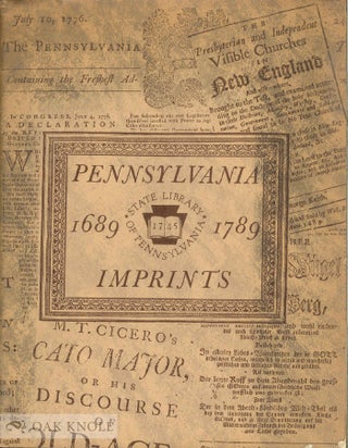 Order Nr. 27825 PENNSYLVANIA IMPRINTS, 1689-1789, THE FIRST HUNDRED YEARS