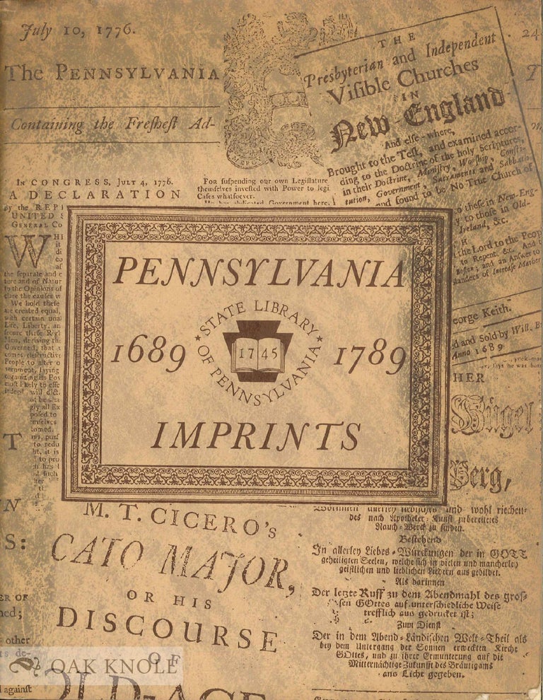 Order Nr. 27825 PENNSYLVANIA IMPRINTS, 1689-1789, THE FIRST HUNDRED YEARS.