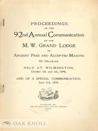 PROCEEDINGS OF THE MOST WORSHIPFUL GRAND LODGE OF ANCIENT, FREE AND ACCEPTED MASONS OF DELAWARE, 1956.