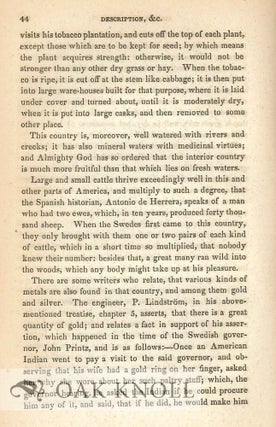 SHORT DESCRIPTION OF THE PROVINCE OF NEW SWEDEN. NOW CALLED, BY THE ENGLISH, PENNSYLVANIA, IN AMERICA. COMPILED FROM THE RELATIONS AND WRITINGS OF PERSONS WORTHY OF CREDIT, AND ADORNED WITH MAPS AND PLATES. Translated from the Swedish ... with Notes by Peter S. du Ponceau.