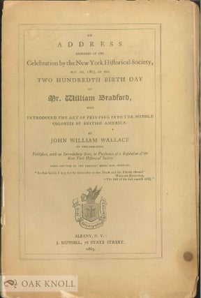 Order Nr. 30562 ADDRESS DELIVERED AT THE CELEBRATION BY THE NEW YORK HISTORICAL SOCIETY ... OF...