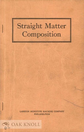 Order Nr. 30685 STRAIGHT MATTER COMPOSITION FOR STUDENTS OF THE KEYBOARD OPERATING COURSE OF THE...