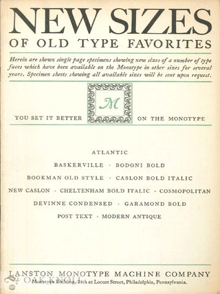 Order Nr. 31066 NEW SIZES OF OLD TYPE FAVORITES. Lanston