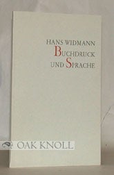 Order Nr. 31078 BUCHDRUCK UND SPRACHE. Hans Widmann.