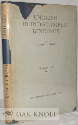 Order Nr. 31151 ENGLISH BLIND-STAMPED BINDINGS. H. Basil Oldham