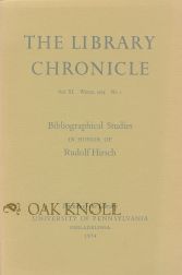 Order Nr. 31181 BIBLIOGRAPHICAL STUDIES IN HONOR OF RUDOLF HIRSCH. Edited by William E. Miller and Thomas G. Waldman with Natalie D. Terrell.