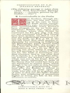Order Nr. 31731 IRRESISTIBLE BITS NO.1. Francis Meynell