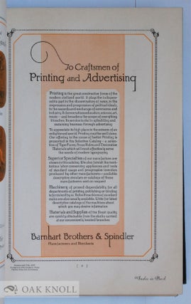 TYPE FACES, BORDER DESIGNS, TYPECAST ORNAMENTS, BRASS RULE, SELECTIVE SPECIMENS OF PREFERRED MATERIALS FOR MODERN TYPOGRAPHY, SUPERIOR SPECIALITIES FOR PRINTERS. CATALOG 25.