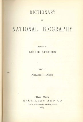 DICTIONARY OF NATIONAL BIOGRAPHY, FOUNDED IN 1882 BY GEORGE SMITH [with] 3-VOLUME SUPPLEMENT[with] INDEX AND EPITOME [with] ERRATA.