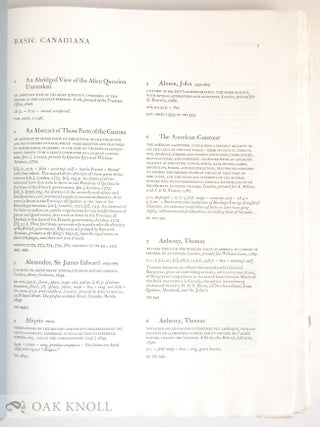 THE LAWRENCE LANDE COLLECTION OF CANADIANA IN THE REDPATH LIBRARY OF MCGILL UNIVERSITY, A BIBLIOGRAPHY.