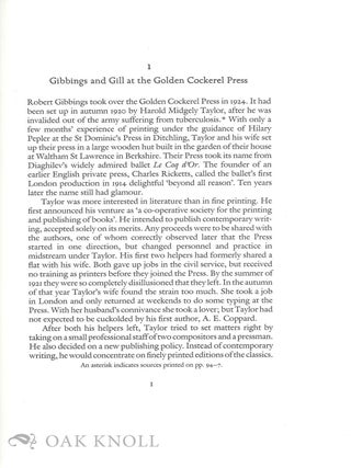 A TYPOGRAPHICAL MASTERPIECE, AN ACCOUNT BY JOHN DREYFUS OF ERIC GILL'S COLLABORATION WITH ROBERT GIBBINGS IN PRODUCING THE GOLDEN COCKEREL PRESS EDITION OF "THE FOUR GOSPELS" IN 1931.