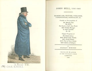 Order Nr. 34390 JOHN BELL, 1745-1831, BOOKSELLER, PRINTER, PUBLISHER, TYPEFOUNDER, JOURNALIST,...