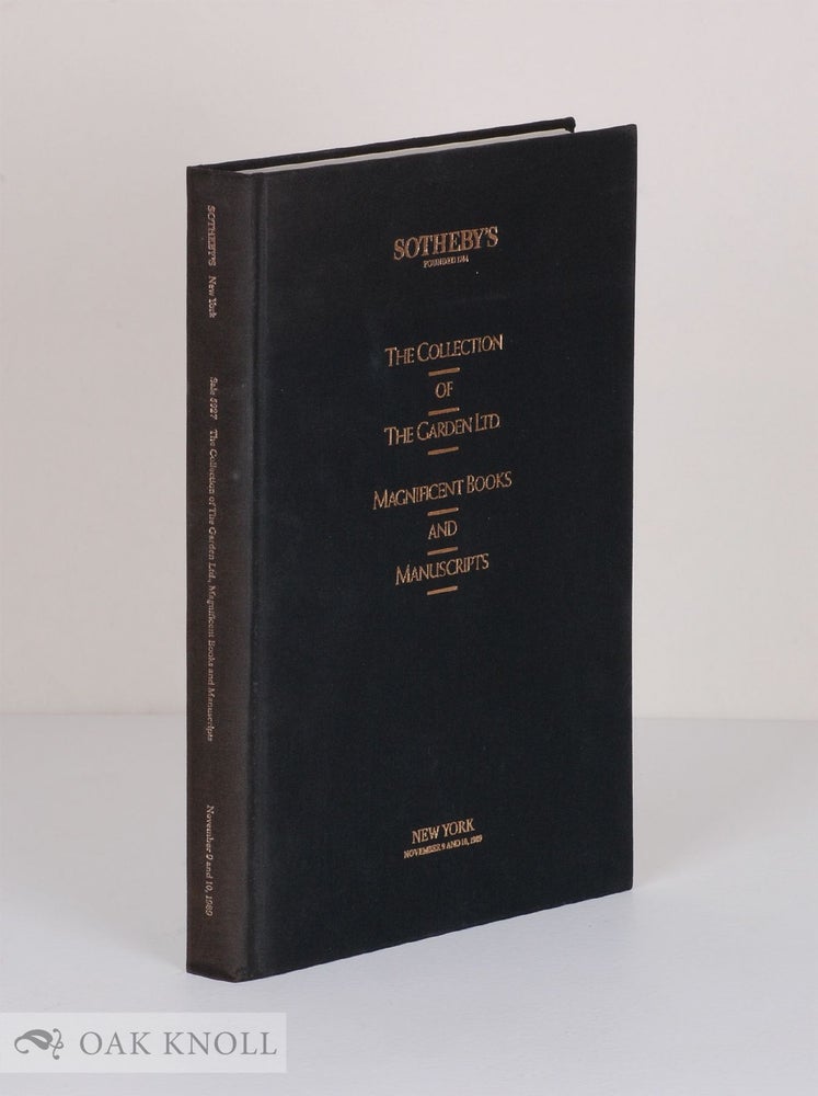 Order Nr. 35415 THE COLLECTION OF THE GARDEN LTD. MAGNIFICENT BOOKS AND MANUSCRIPTS, CONCEIVED AND FORMED BY HAVEN O'MORE, FUNDED BY MICHAEL DAVIS.