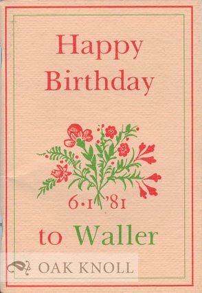 A SALUTE TO CLIFTON WALLER BARRETT ON HIS EIGHTIETH FROM FRIENDS & ADMIRERS