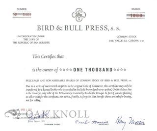 BIRD & BULL PRESS, S.S