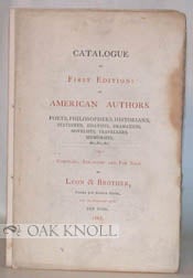 Order Nr. 36570 CATALOGUE OF FIRST EDITIONS OF AMERICAN AUTHORS