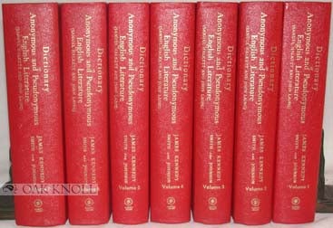 Order Nr. 36891 DICTIONARY OF ANONYMOUS AND PSEUDONYMOUS ENGLISH LITERATURE NEW AND REVISED EDITION BY DR. JAMES KENNEDY, W.A. SMITH AND A.F. JOHNSON. Samuel Halkett, John Laing.