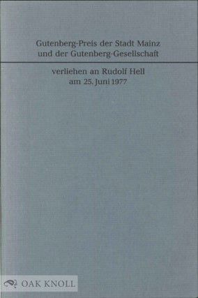 GUTENBERG-PREIS DER STADT MAINZ UND DER GUTENBERG-GESELLSCHAFT