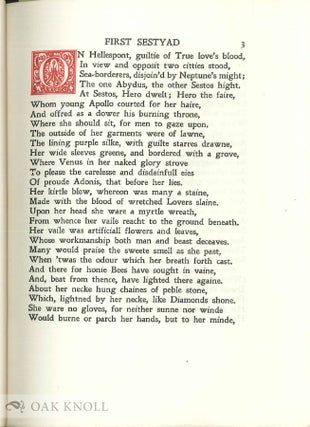 HERO AND LEANDER, A POEM BEGUNNE BY CHRISTOPHER MARLOWE AND FINISHED B Y GEORGE CHAPMAN.