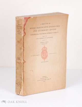 Order Nr. 38371 A SELECTION OF BOOKS, MANUSCRIPTS, ENGRAVINGS, AND AUTOGRAPH LETTERS REMARKABLE...