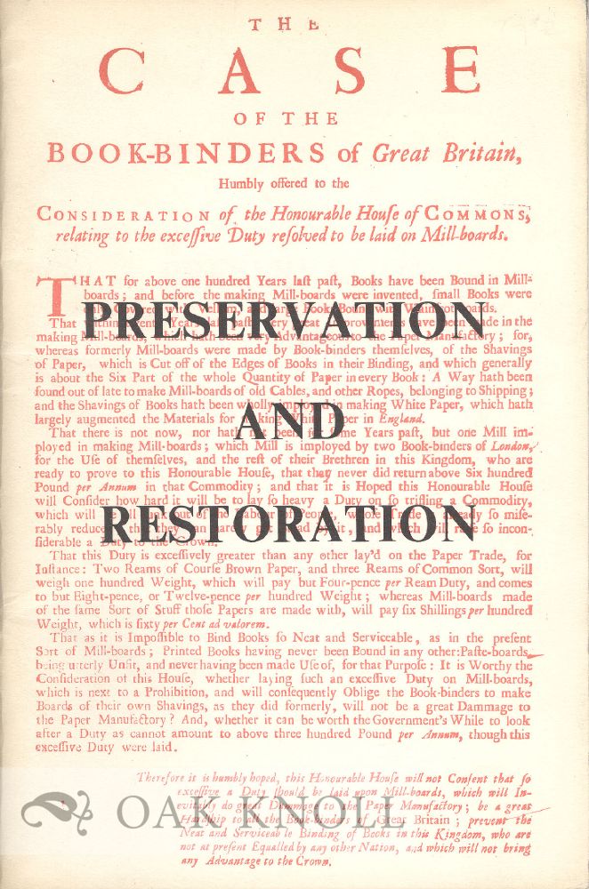 Order Nr. 38625 PRESERVATION AND RESTORATION, A BRIEF HISTORY, AND AN ACCOUNT OF WORK BEING DONE AT MILLS MEMORIAL LIBRARY, MCMASTER UNIVERSITY. John Holmes.