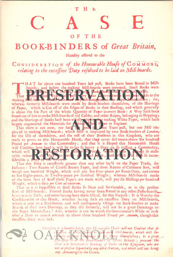 Order Nr. 38728 PRESERVATION AND RESTORATION, A BRIEF HISTORY, AND AN ACCOUNT OF WORK BEING DONE AT MILLS MEMORIAL LIBRARY, MCMASTER UNIVERSITY. John Holmes.