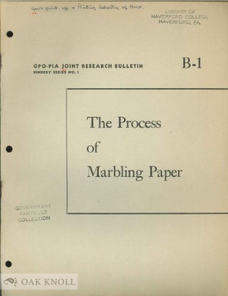 Order Nr. 38841 THE PROCESS OF MARBLING PAPER. Morris S. Kantrowitz, Ernest W. Spencer