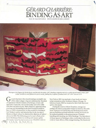 Order Nr. 38861 BINDING AS ART: GERARD CHARRIERE. Dale Roylance