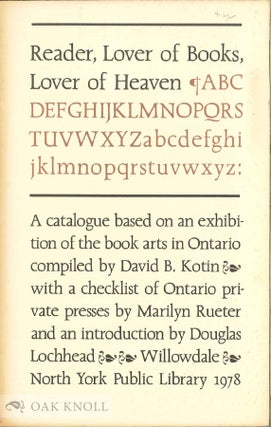Order Nr. 38904 READER, LOVER OF BOOKS, LOVER OF HEAVEN, A CATALOGUE BASED ON AN EXHIBITION OF...