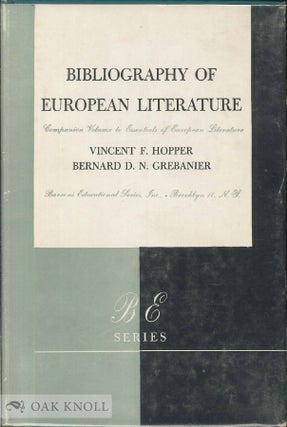 Order Nr. 38946 BIBLIOGRAPHY OF EUROPEAN LITERATURE, COMPANION TO ESSENTIALS OF EUROPE AN...