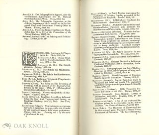 LITERATURE OF PRINTING, A CATALOGUE OF THE LIBRARY ILLUSTRATIVE OF THE HISTORY AND ART OF TYPOGRAPHY, CHALCOGRAPHY AND LITHOGRAPHY.