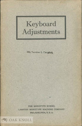 Order Nr. 40056 ADJUSTMENTS OF THE KEYBOARD FOR STUDENTS OF THE CASTING MACHINE COURSE OF THE...