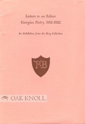 Order Nr. 40278 LETTERS TO AN EDITOR, GEORGIAN POETRY, 1912-1922. AN EXHIBITION FROM THE BERG...