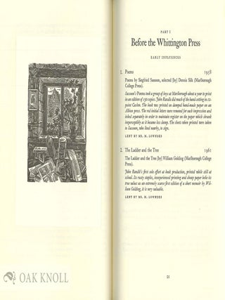 PRINTING AT THE WHITTINGTON PRESS, 1972-1994, AN EXHIBITION