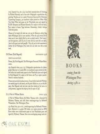PRINTING AT THE WHITTINGTON PRESS, 1972-1994, AN EXHIBITION