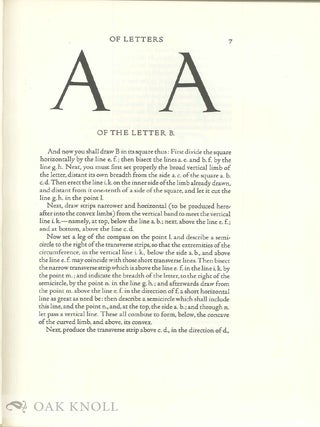 OF THE JUST SHAPING OF LETTERS BY ALBRECHT DURER. Translated by R.T. Nichol from the Latin Text of the Edition of MCXXV.