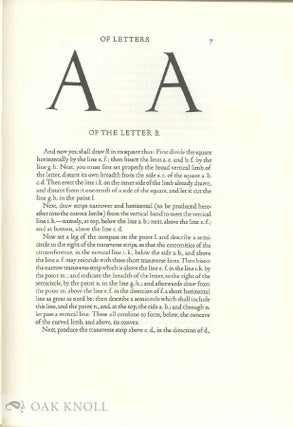 OF THE JUST SHAPING OF LETTERS BY ALBRECHT DURER. Translated by R.T. Nichol from the Latin Text of the Edition of MCXXV.
