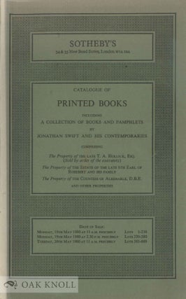 Order Nr. 43580 CATALOGUE OF PRINTED BOOKS INCLUDING A COLLECTION OF BOOKS AND PAMPHLETS BY...