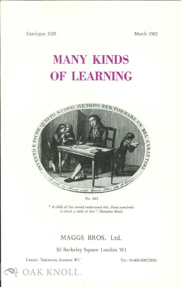 Order Nr. 45483 MANY KINDS OF LEARNING. 1025.