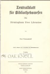Order Nr. 45987 DIE BIRMINGHAM FREE LIBRARIES. Paul Trommsdorff