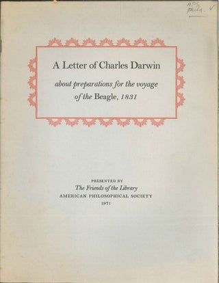 Order Nr. 47660 LETTER OF CHARLES DARWIN ABOUT PREPARATIONS FOR THE VOYAGE OF THE BEAG LE, 1831